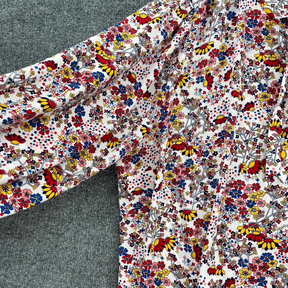 Talbots Floral Ditsy Blouse Womens 3X White Tie Neck Office‎ Preppy Cottage Boho - Picture 5 of 10